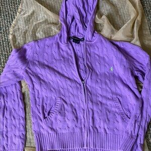 Ralph Lauren Purple Cable Knit Hoodie